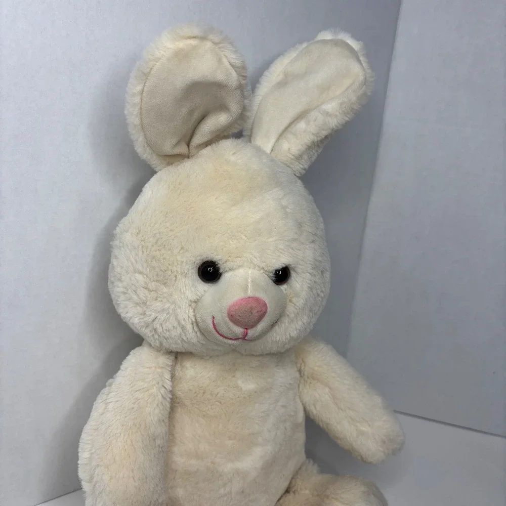 Build-A-Bear Workshop Cream Bunny Rabbit Plush Stuffed Animal Pink Paw Patch